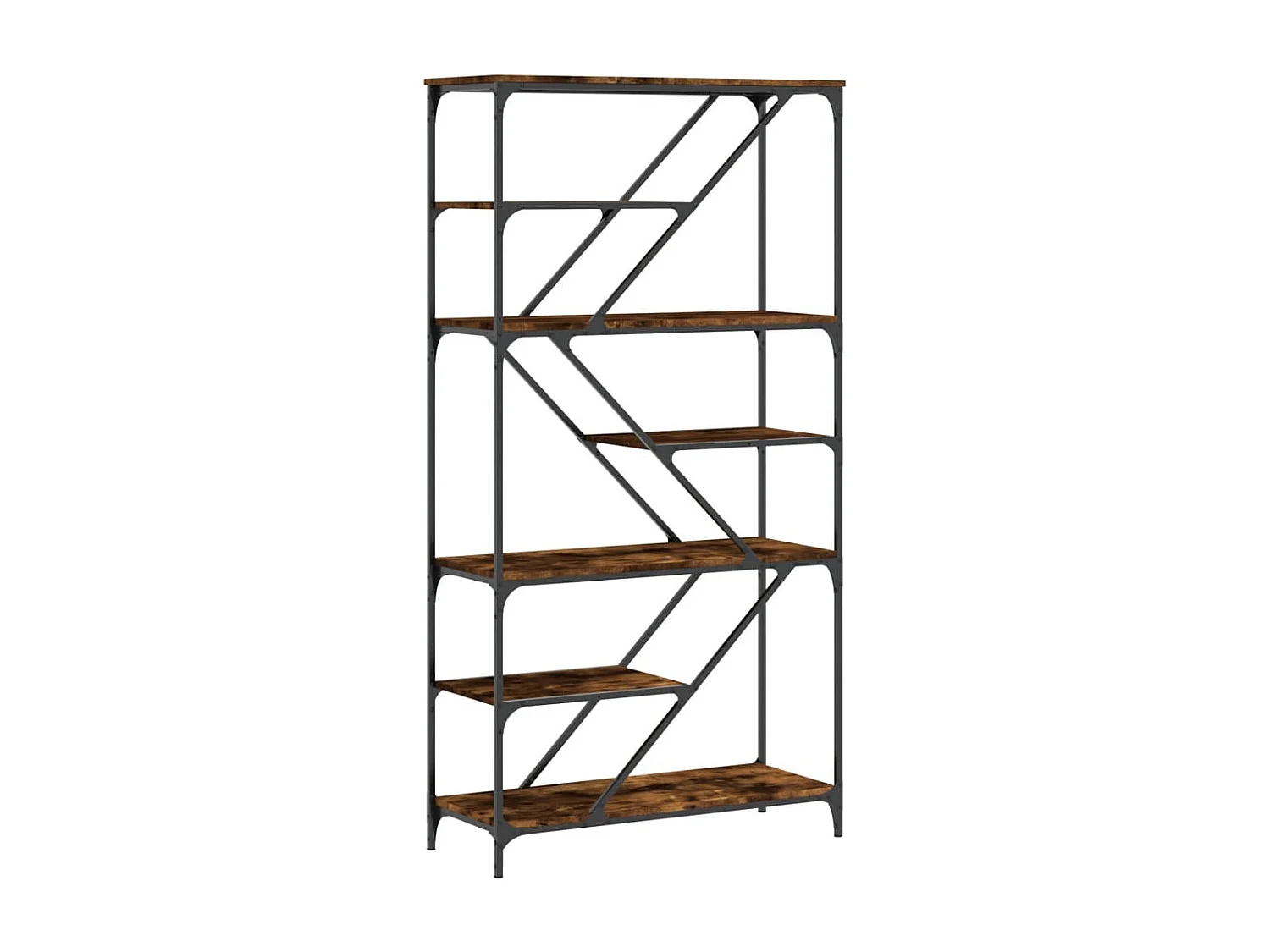 Bibliothèque chêne sonoma 91x36x176 cm bois ingénierie et acier OFR34651 BonneVie Meuble