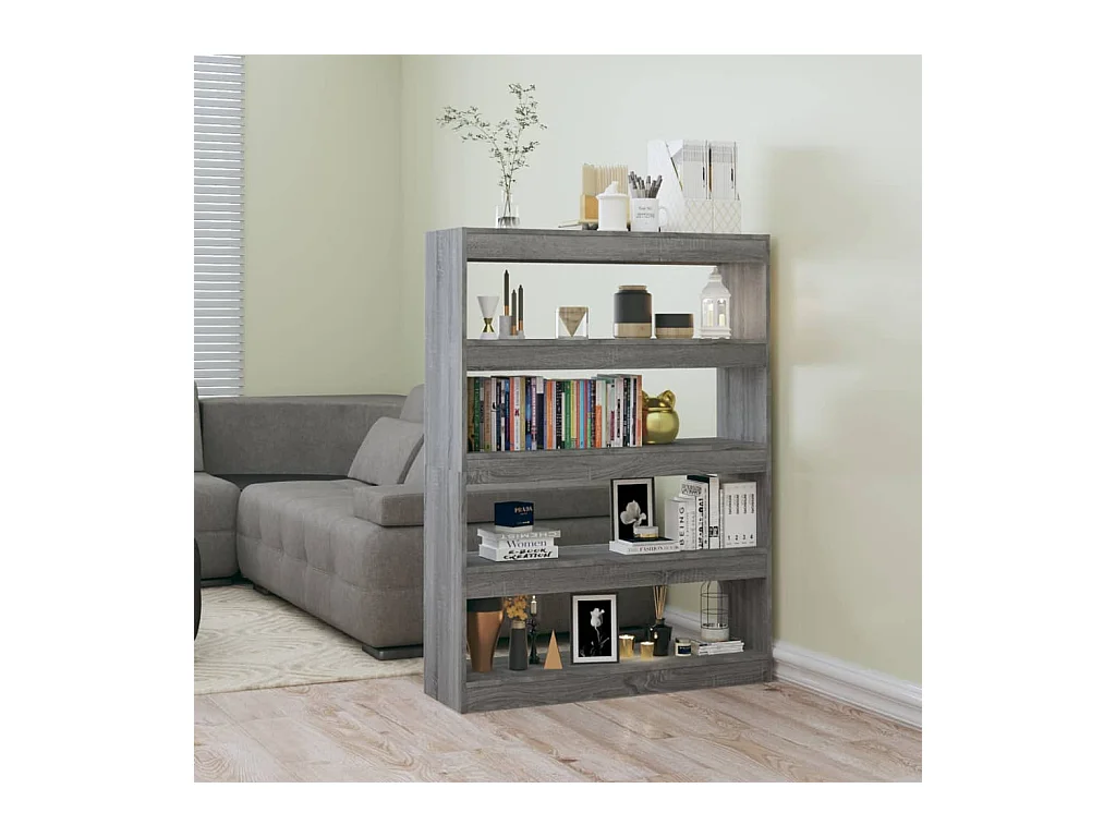 Bibliothèque-Séparateur de pièce Sonoma gris 100x30x135 cm OFR30504 BonneVie Meuble