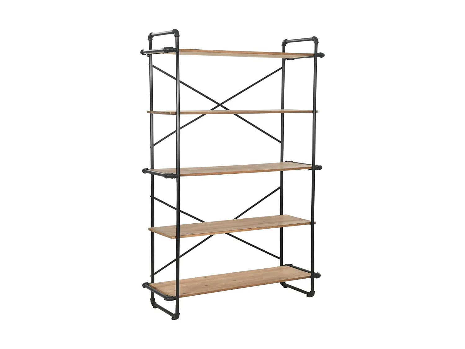 Bibliothèque Bois de sapin massif et acier 120x42x180 cm OFR20212 BonneVie Meuble