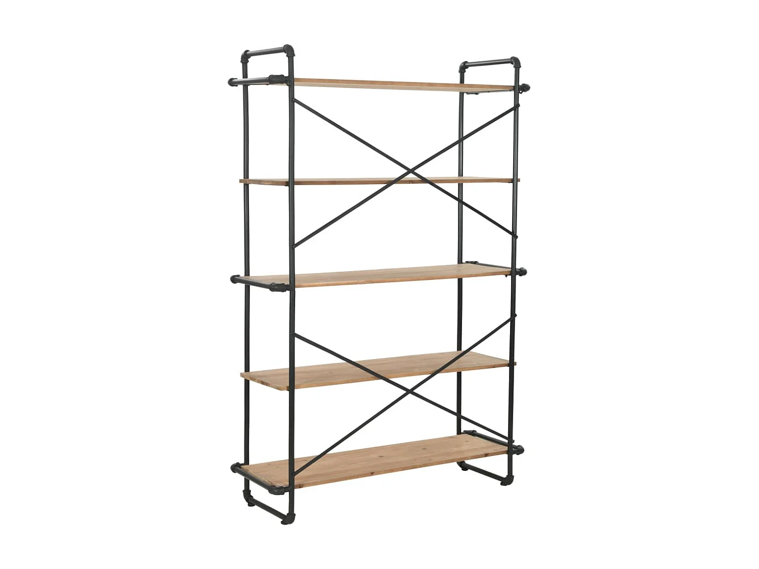 Bibliothèque Bois de sapin massif et acier 120x42x180 cm OFR20212 BonneVie Meuble