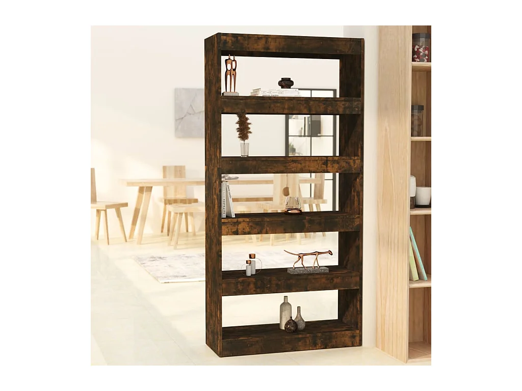 Bibliothèque-Séparateur de pièce Chêne fumé 80x30x166 cm OFR14960 BonneVie Meuble