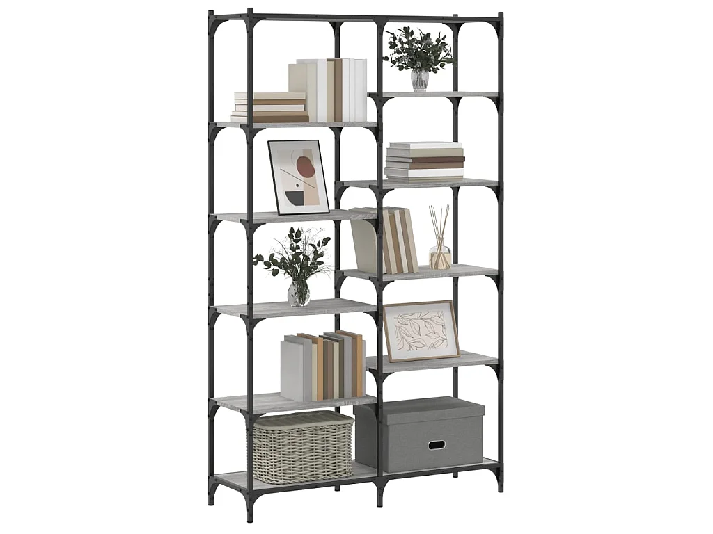 Bibliothèque sonoma gris 100x32x170 cm bois d'ingénierie et fer OFR44121 BonneVie Meuble