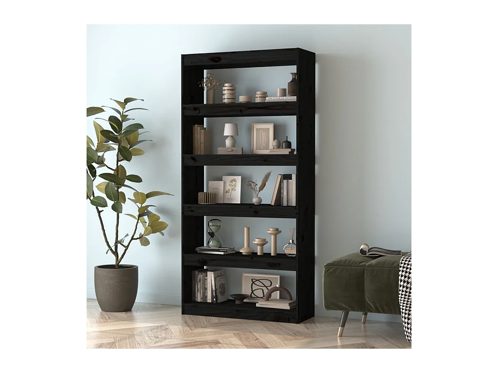 Bücherregal/Bücherschrank,Raumteiler Schwarz 80x30x167,4 cm Massivholz Kiefer -gkd462497