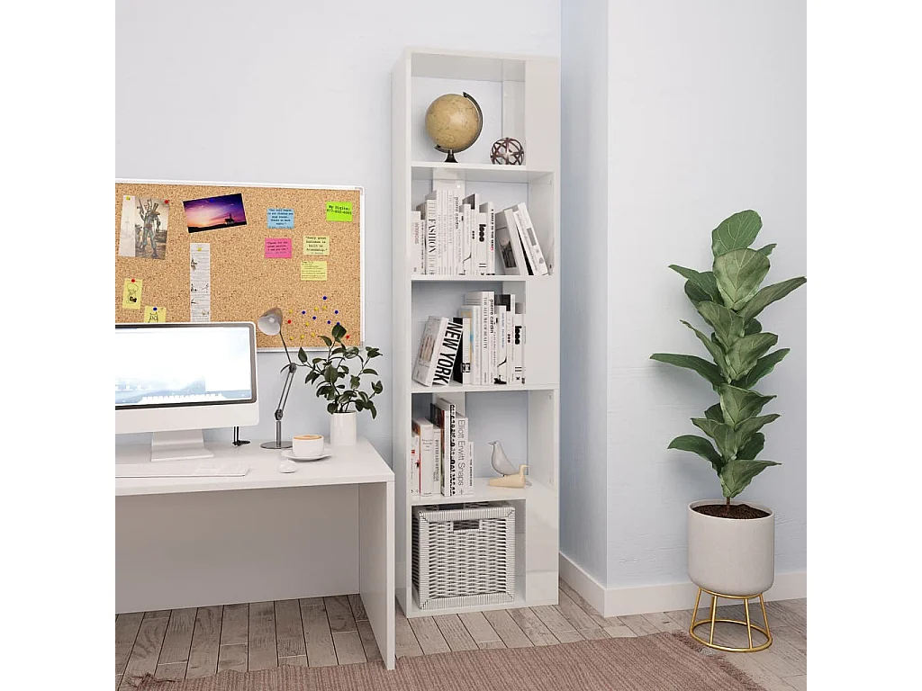 Bücherregal/Bücherschrank,Raumteiler Hochglanz-Weiß 45x24x159cm Holzwerkstoff -gkd689945