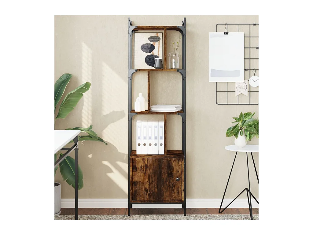Bibliothèque avec porte chêne fumé 44,5x30x154,5 cm OFR72459 BonneVie Meuble
