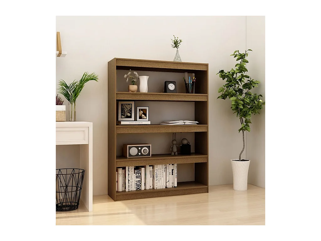 Bibliothèque-Séparateur de pièce Marron miel 100x30x135,5cm Pin OFR42336 BonneVie Meuble