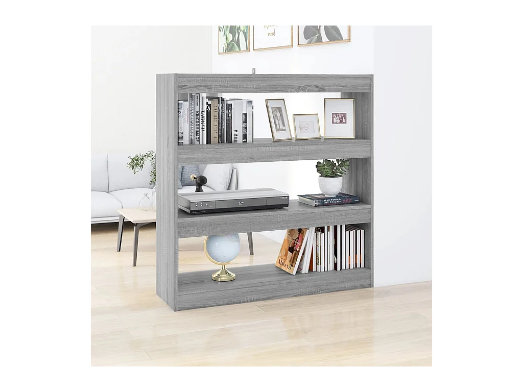 Bibliothèque-Séparateur de pièce Sonoma gris 100x30x103 cm OFR54559 BonneVie Meuble
