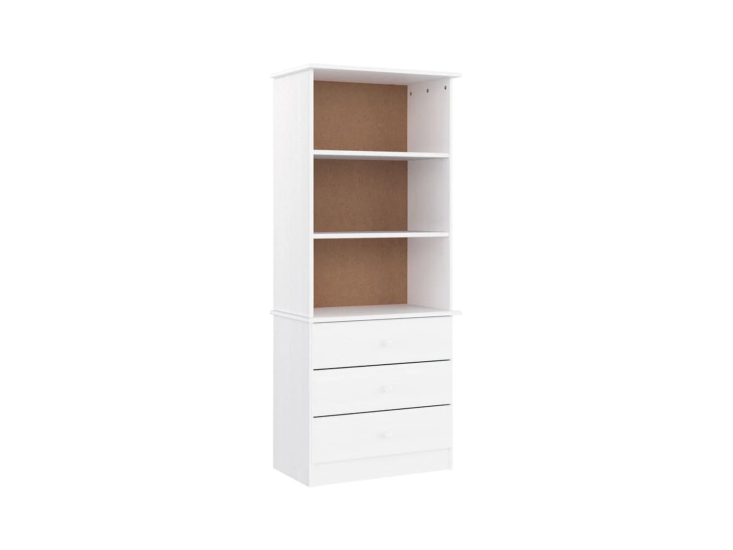 Boekenkast met lades ALTA 60x35x142 cm massief grenenhout wit NL683938