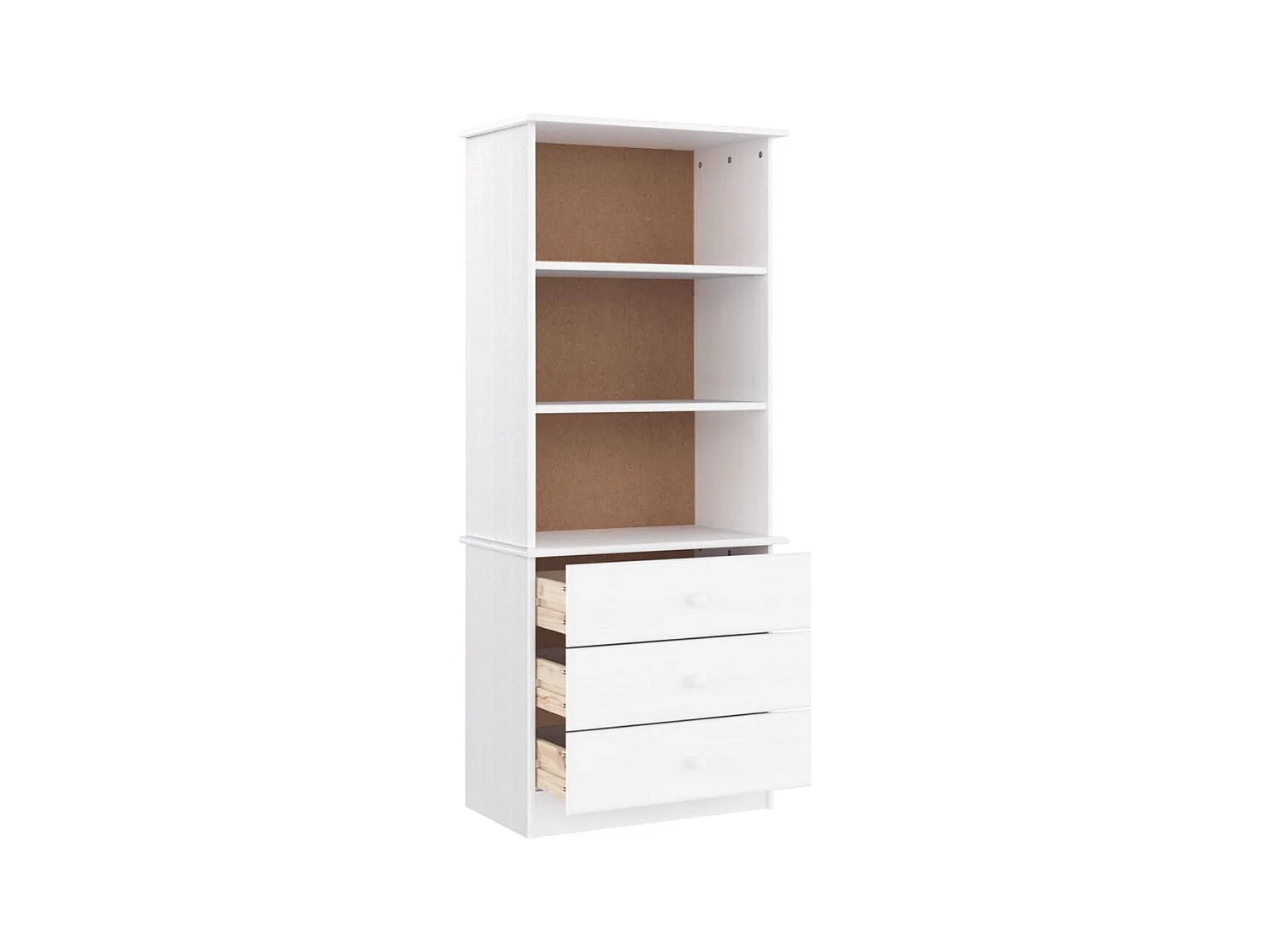 Boekenkast met lades ALTA 60x35x142 cm massief grenenhout wit NL683938