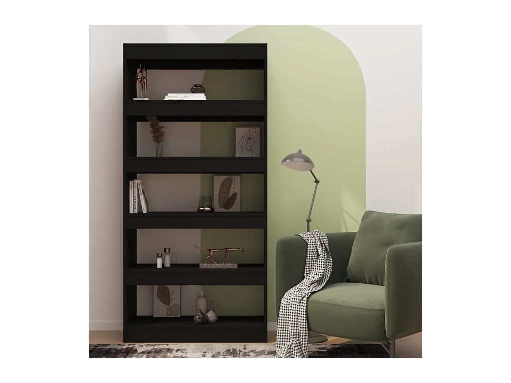Bücherregal/Bücherschrank,Raumteiler Schwarz 80x30x166 cm Holzwerkstoff -gkd149815