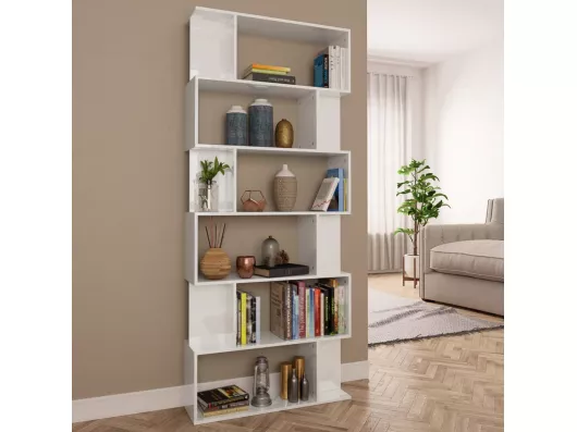 Kauf Unique Bücherregal/Bücherschrank,Raumteiler Hochglanz-Weiß 80x24x192 cm -gkd169434