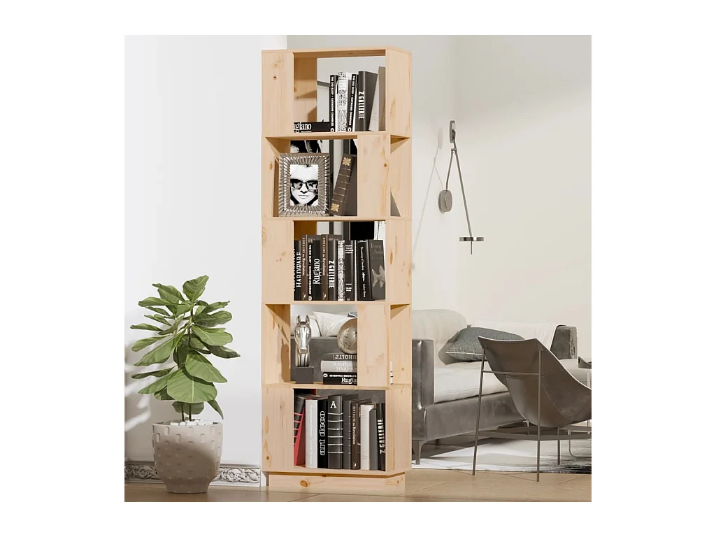 Bibliothèque-Séparateur de pièce 51x25x163,5 cm Pin solide OFR64458 BonneVie Meuble