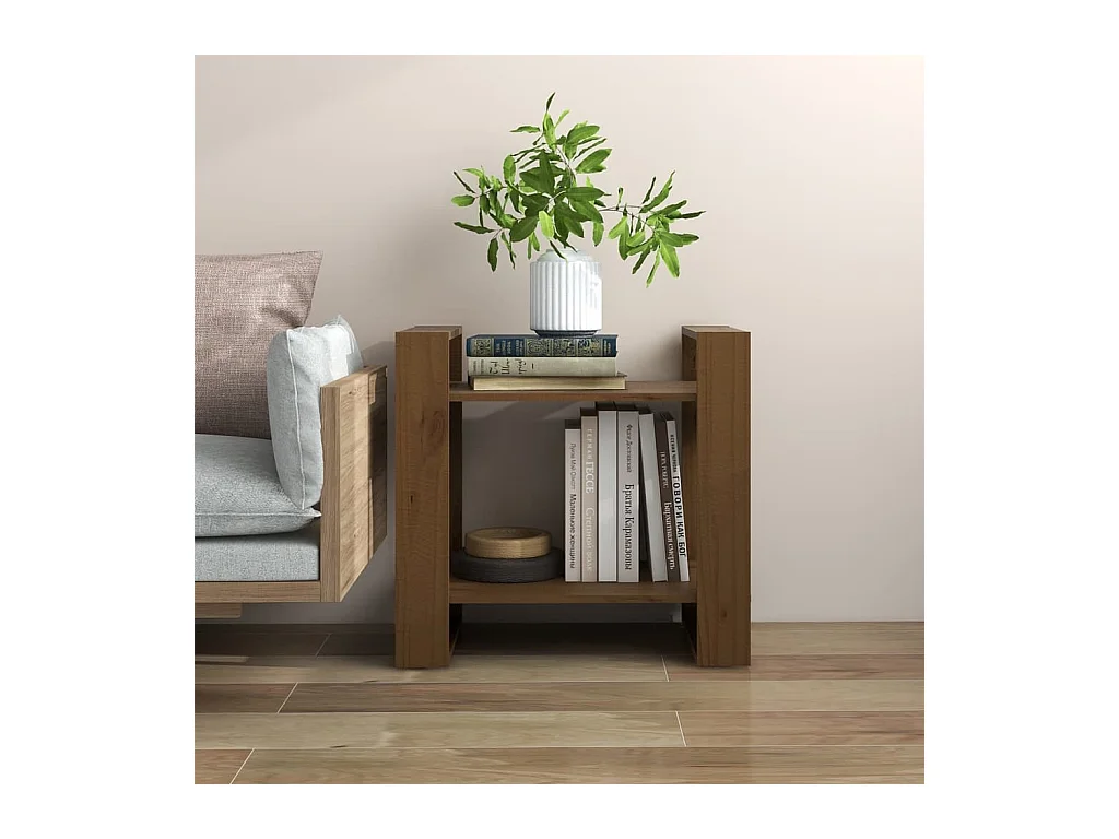 Bibliothèque Marron miel 60x35x57 cm Bois massif OFR65137 BonneVie Meuble