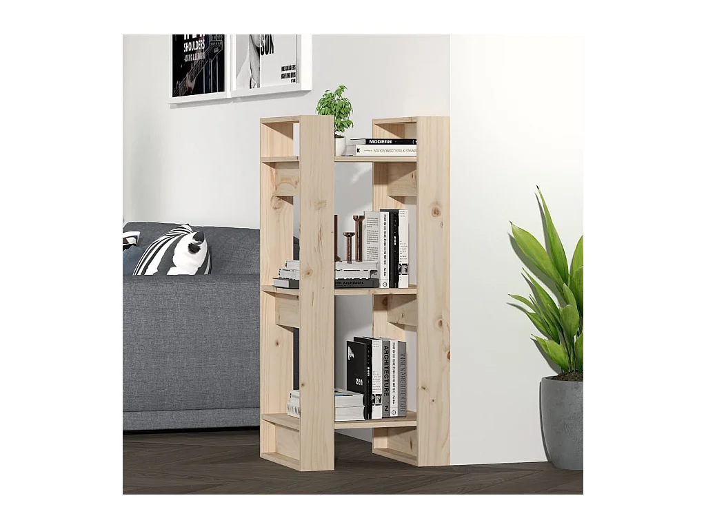 Bibliothèque-Séparateur de pièce 41x35x91 cm Pin massif OFR64267 BonneVie Meuble