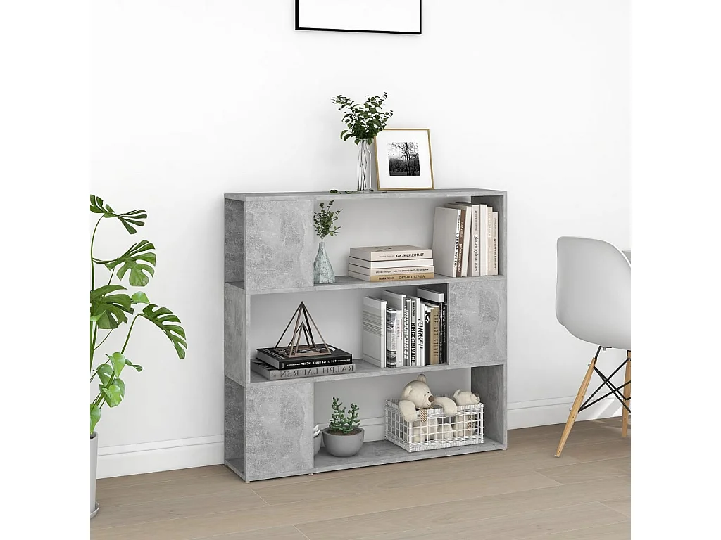 Bücherregal Raumteiler,Bücherschrank Betongrau 100x24x94 cm -gkd302220
