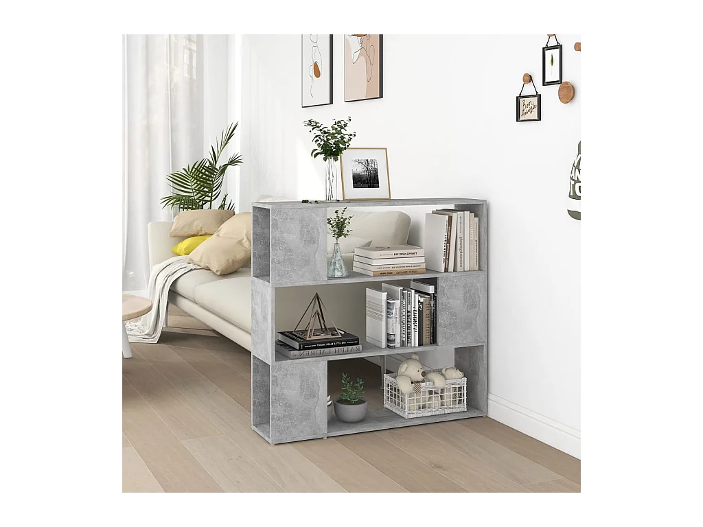 Bibliothèque-Séparateur de pièce Gris béton 100x24x94 cm OFR47607 BonneVie Meuble