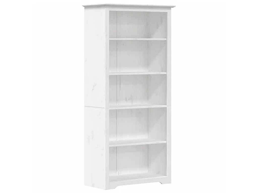 Bibliothèque BODO blanc 80x38x180 cm bois pin massif 5 niveaux OFR45716 BonneVie Meuble