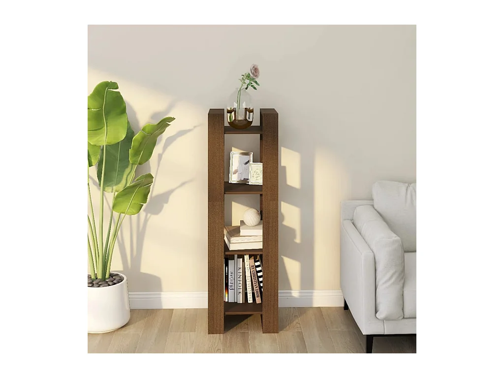 Bibliothèque Marron miel 41x35x125 cm Bois massif OFR19777 BonneVie Meuble
