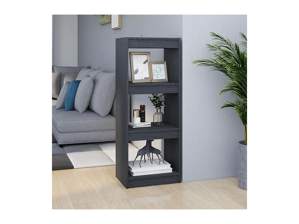 Bibliothèque-Séparateur de pièce Gris 40x30x103,5 cm Pin massif OFR67158 BonneVie Meuble