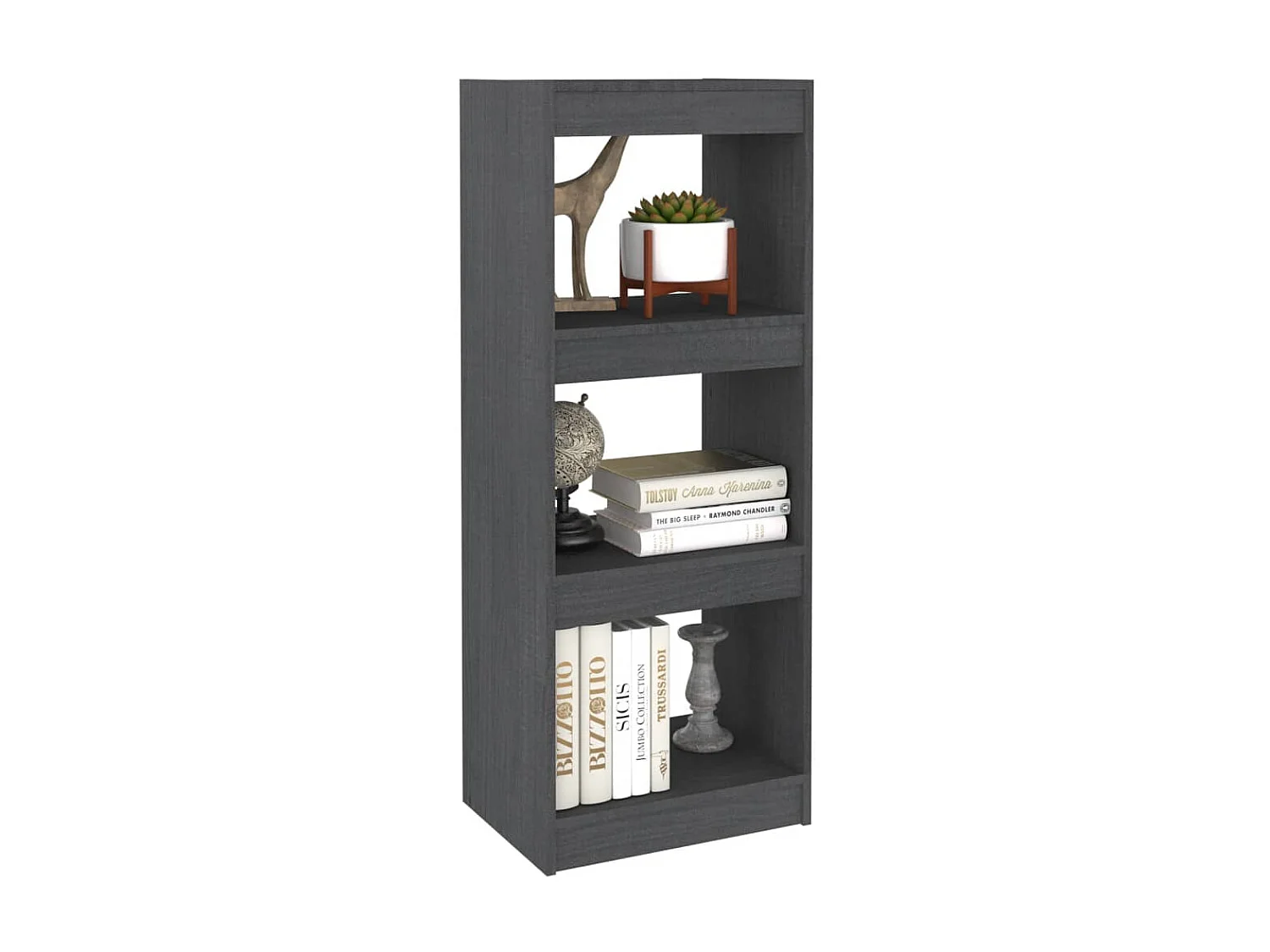 Bibliothèque-Séparateur de pièce Gris 40x30x103,5 cm Pin massif OFR67158 BonneVie Meuble