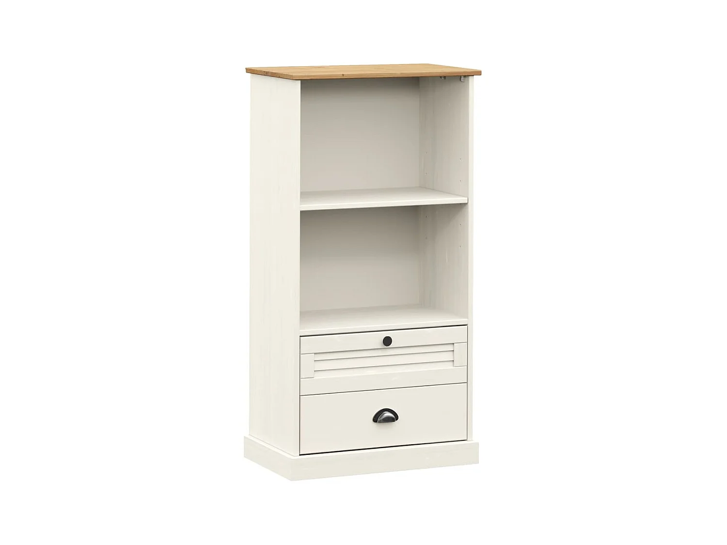 Bibliothèque VIGO blanc 60x35x114,5 cm bois massif de pin OFR10340 BonneVie Meuble