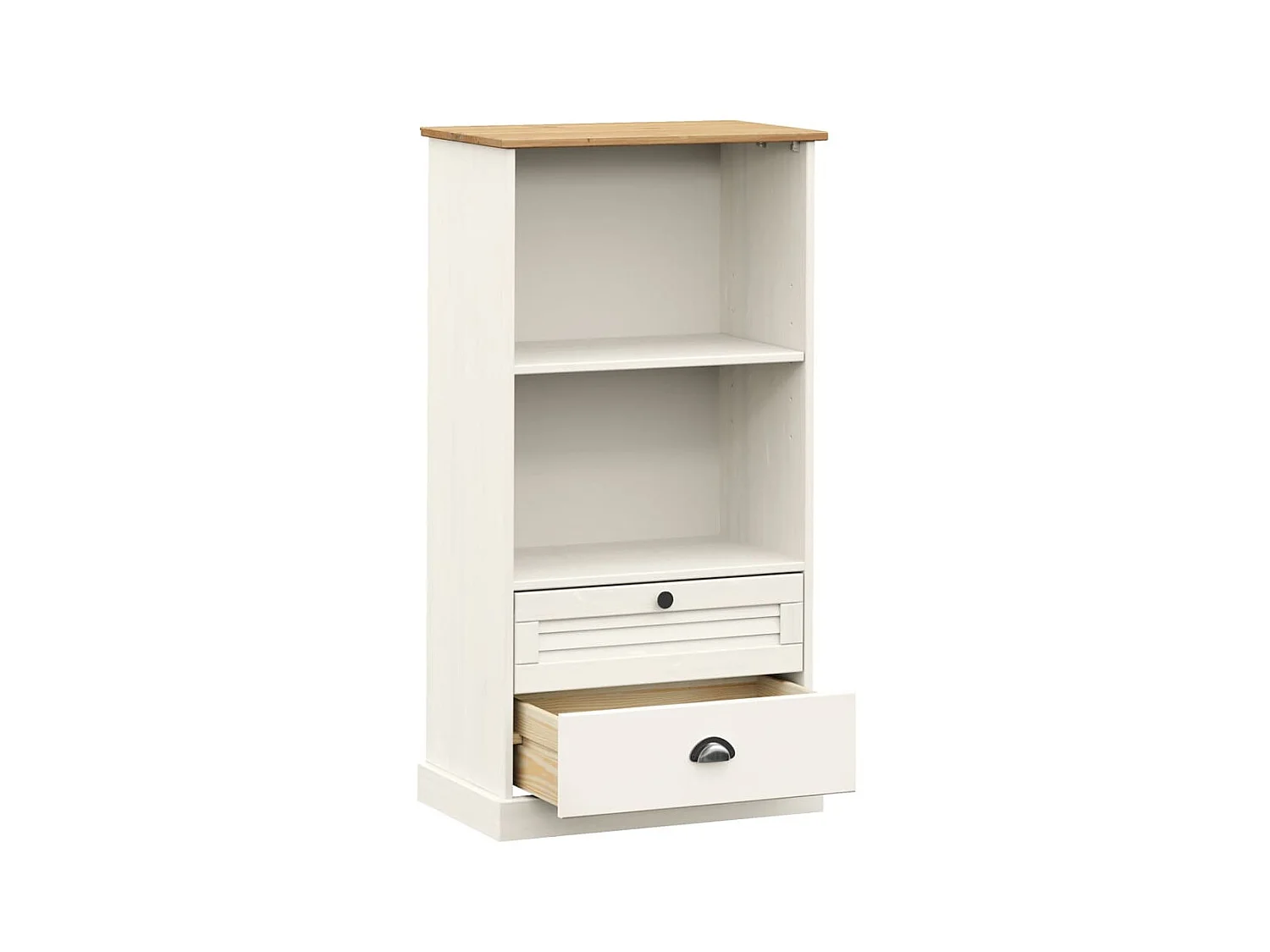 Bibliothèque VIGO blanc 60x35x114,5 cm bois massif de pin OFR10340 BonneVie Meuble