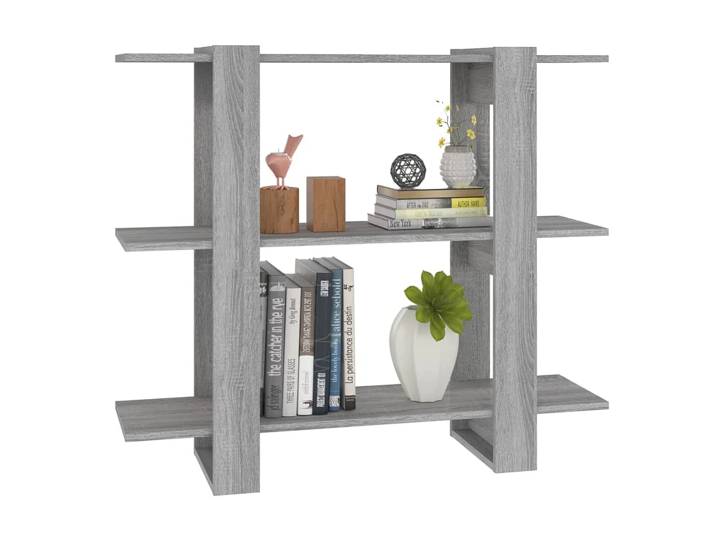 Bibliothèque-Séparateur de pièce Sonoma gris 100x30x87 cm OFR26740 BonneVie Meuble