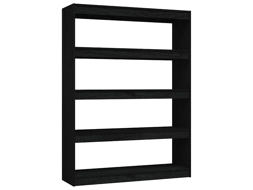 Bibliothèque-Séparateur de pièce Noir 100x30x135,5cm Pin massif OFR82227 BonneVie Meuble