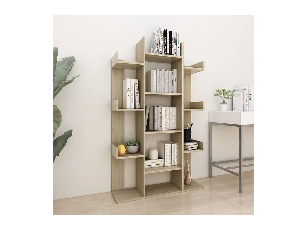 Bibliothèque Chêne Sonoma 86x25,5x140 cm Aggloméré OFR63878 BonneVie Meuble
