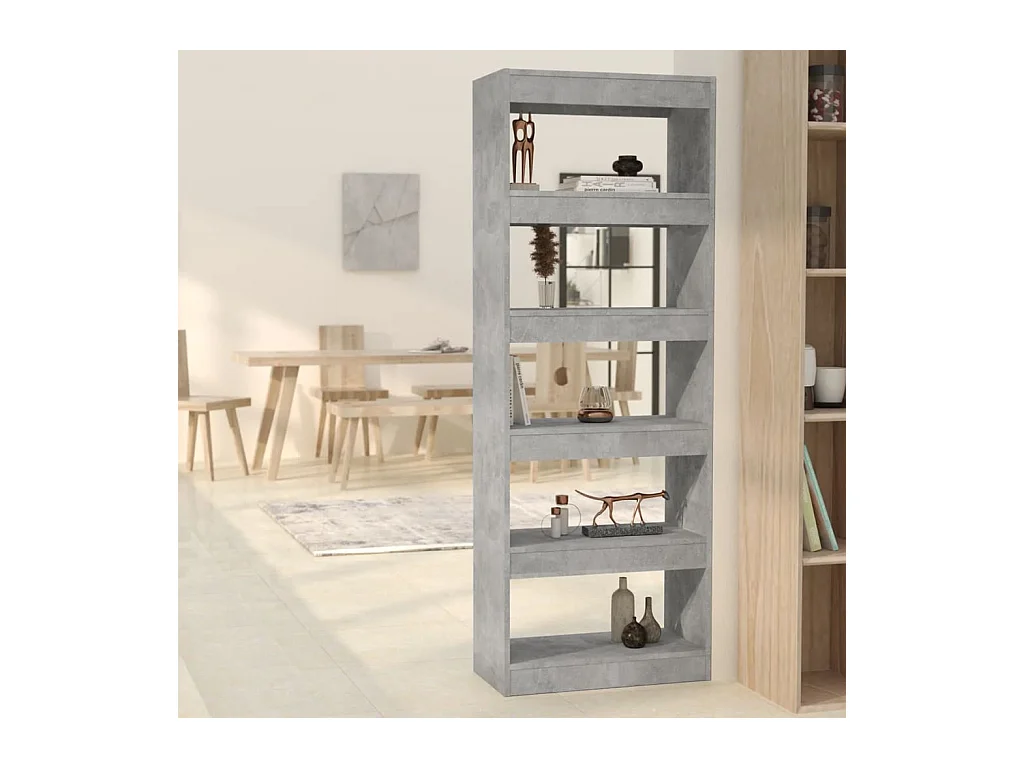 Bibliothèque-Séparateur de pièce Gris béton 60x30x166 cm OFR85924 BonneVie Meuble
