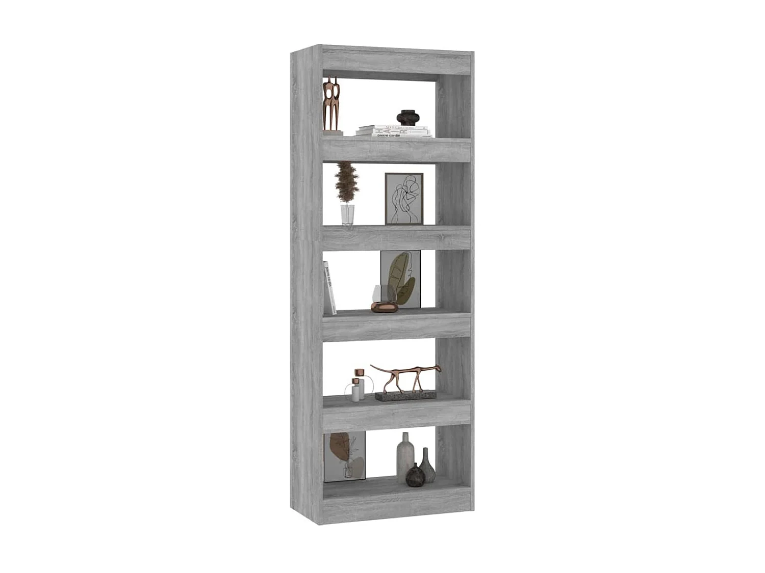 Bibliothèque-Séparateur de pièce Gris béton 60x30x166 cm OFR85924 BonneVie Meuble