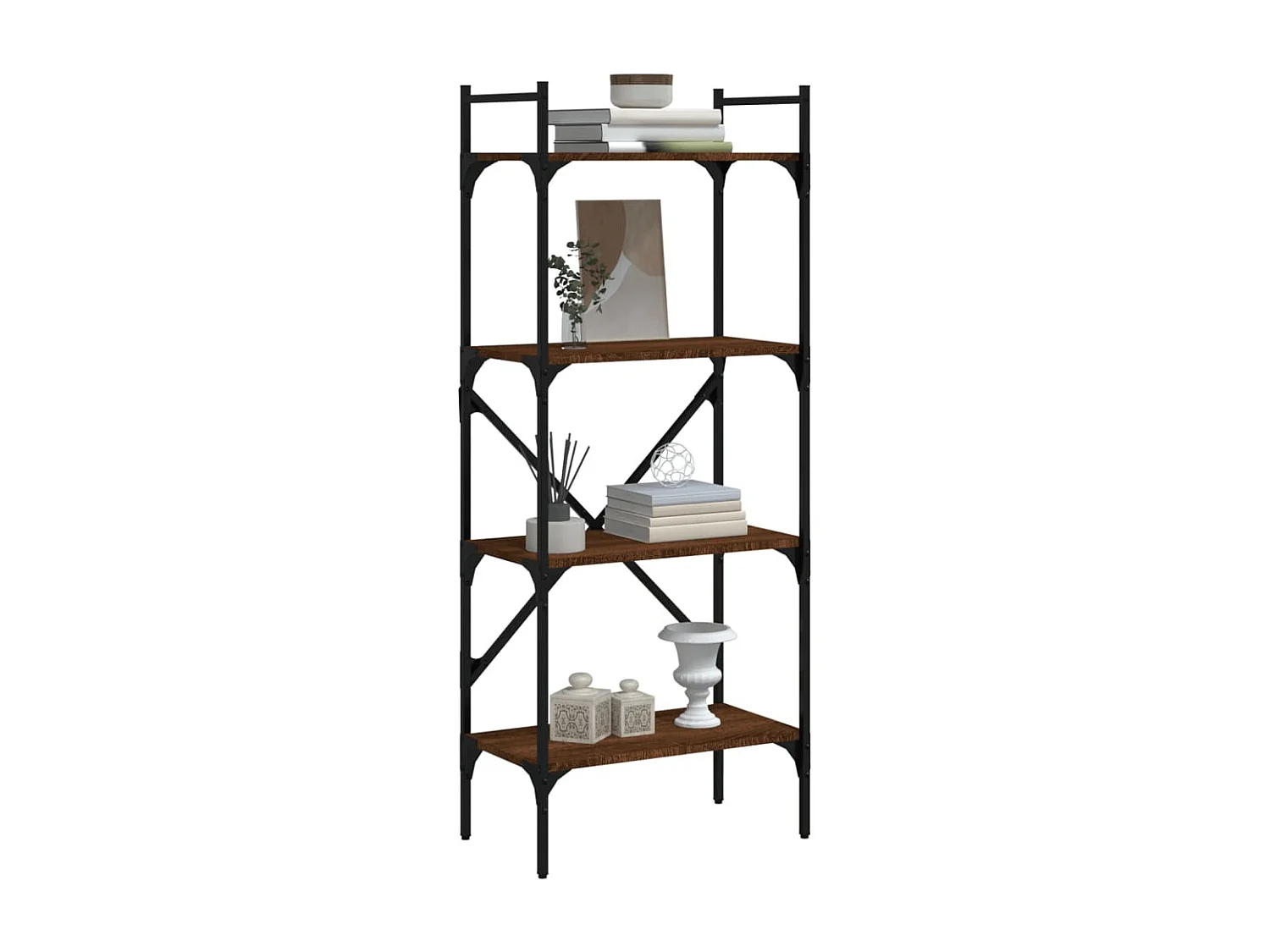 Bibliothèque à 4 niveaux chêne marron 56x31,5x138,5 cm OFR21182 BonneVie Meuble