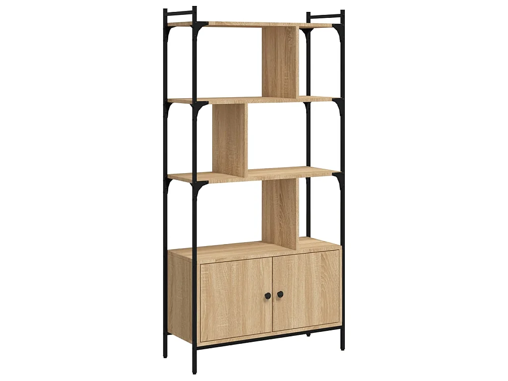 Biblioteca Estantería con puertas madera roble Sonoma 76,5x30x154,5 cm ES64301