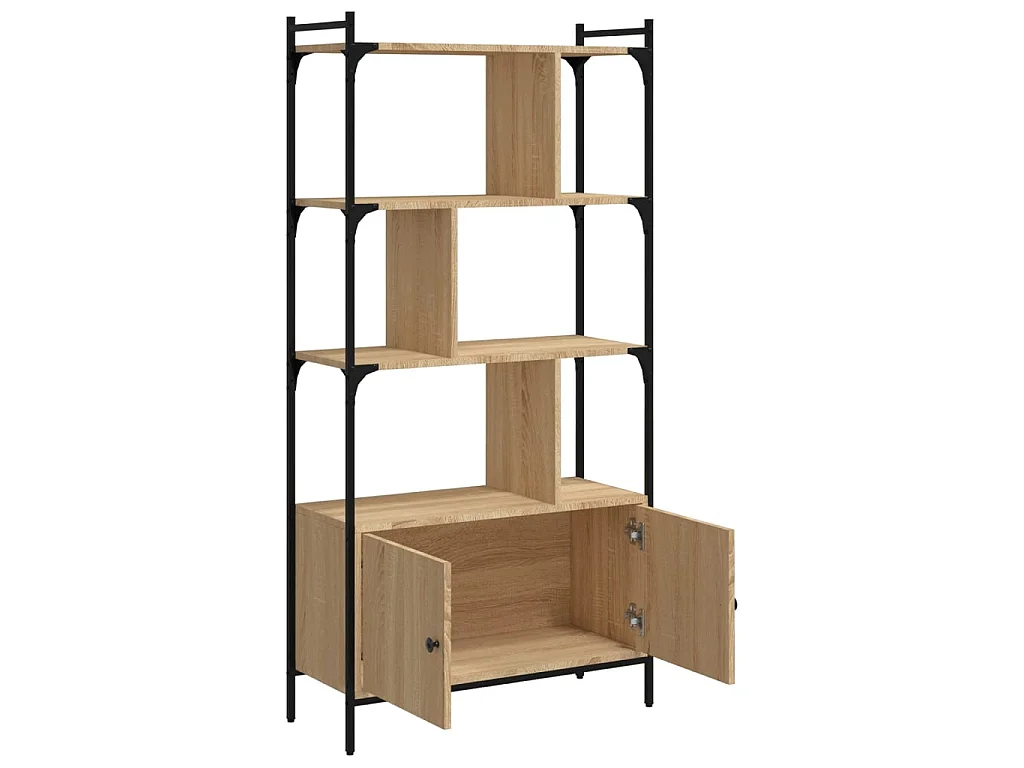 Biblioteca Estantería con puertas madera roble Sonoma 76,5x30x154,5 cm ES64301