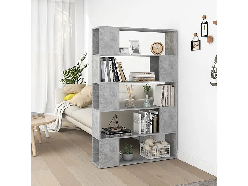 Bücherregal Raumteiler,Bücherschrank Betongrau 100x24x155 cm Holzwerkstoff -gkd748800