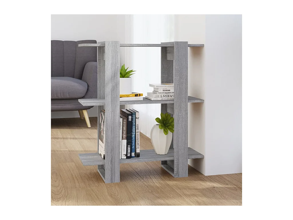 Bibliothèque-Séparateur de pièce Sonoma gris 80x30x87 cm OFR61237 BonneVie Meuble
