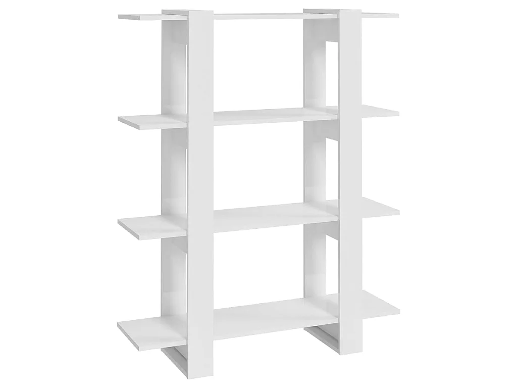 Bibliothèque-Séparateur de pièce Blanc brillant 100x30x123,5 cm OFR57070 BonneVie Meuble