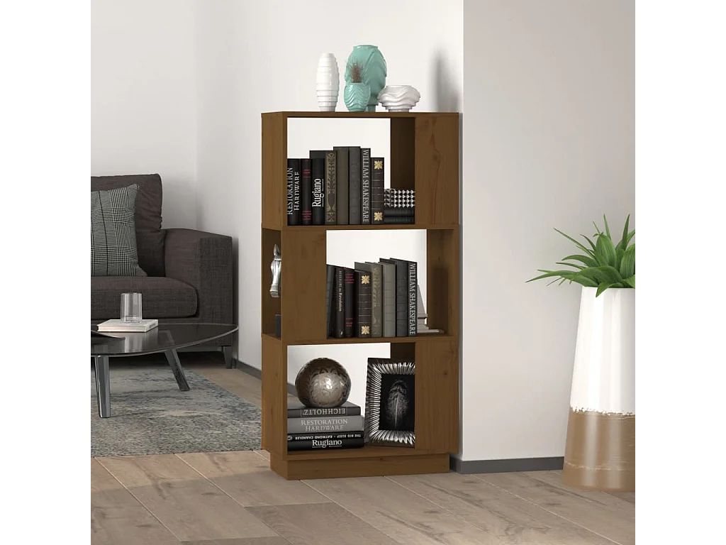 Bibliothèque Marron miel 51x25x101 cm Pin solide OFR39494 BonneVie Meuble