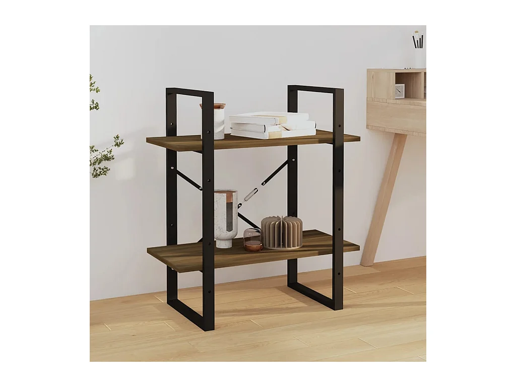 Bibliothèque 2 niveaux Chêne brun 60x30x70 cm Bois d'ingénierie OFR79718 BonneVie Meuble