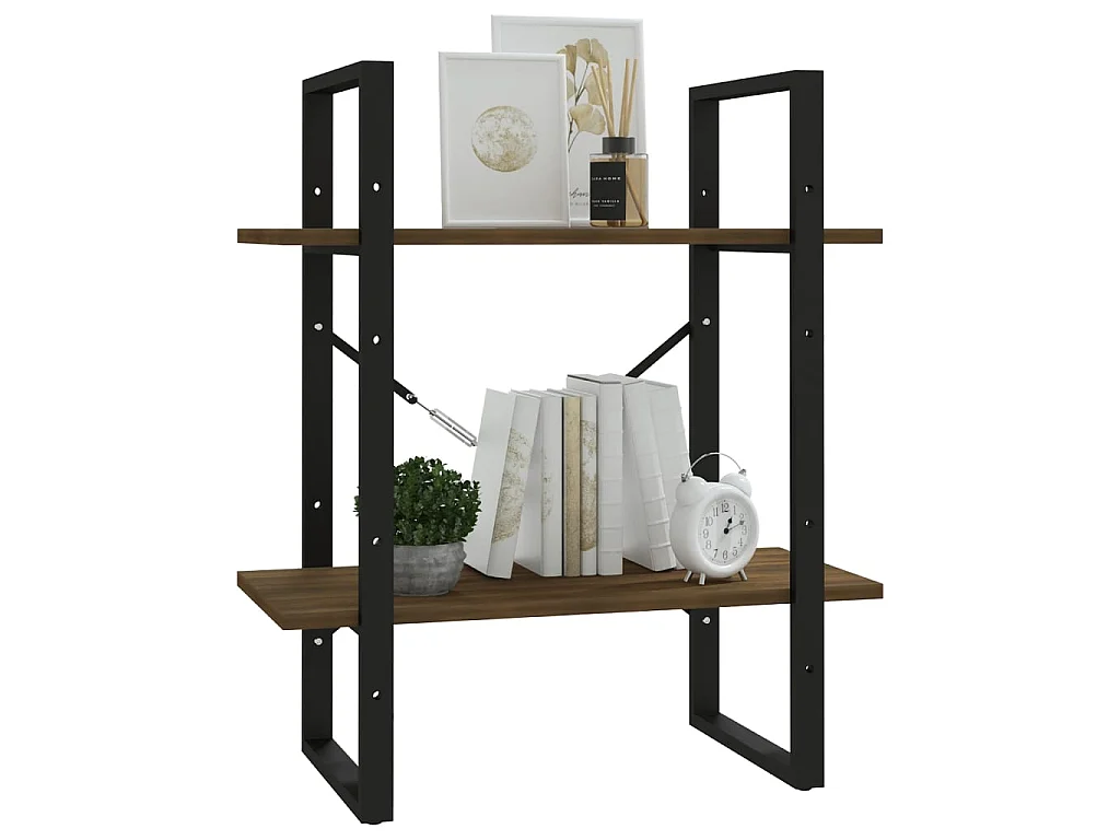 Bibliothèque 2 niveaux Chêne brun 60x30x70 cm Bois d'ingénierie OFR79718 BonneVie Meuble