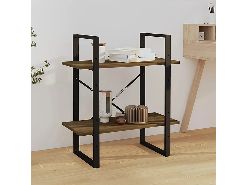 Bibliothèque 2 niveaux Chêne brun 60x30x70 cm Bois d'ingénierie OFR79718 BonneVie Meuble