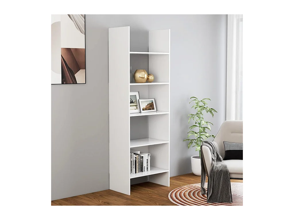 Bibliothèque Blanc 60x35x180 cm Aggloméré OFR63205 BonneVie Meuble