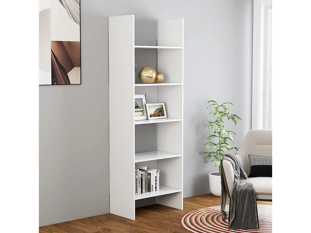 Bibliothèque Blanc 60x35x180 cm Aggloméré OFR63205 BonneVie Meuble