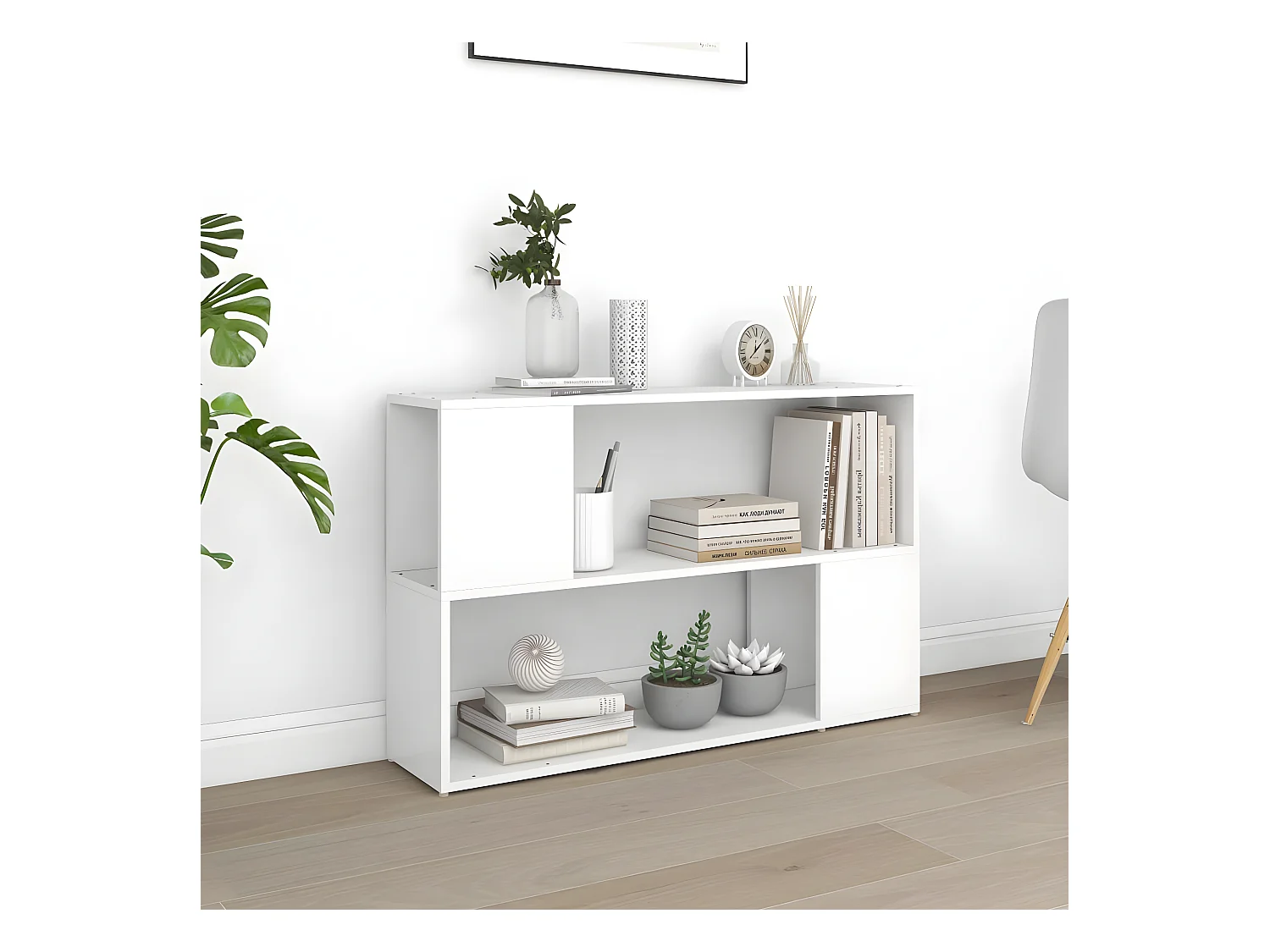 Bibliothèque Blanc 100x24x63 cm Aggloméré OFR79475 BonneVie Meuble