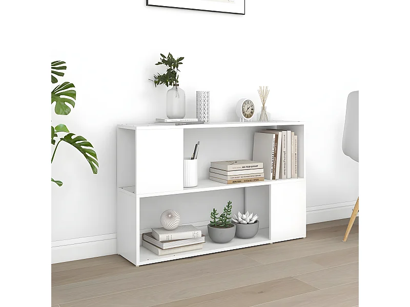 Bibliothèque Blanc 100x24x63 cm Aggloméré OFR79475 BonneVie Meuble