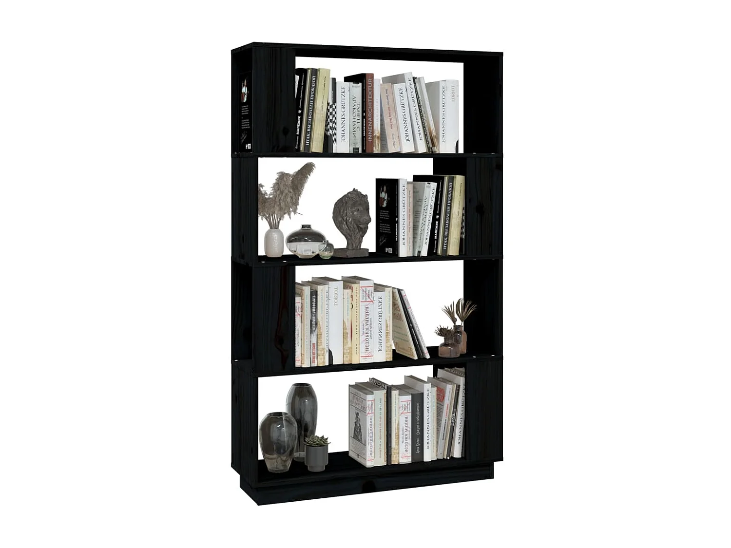 Bibliothèque-Séparateur de pièce Noir 80x25x132 cm Pin solide OFR64477 BonneVie Meuble