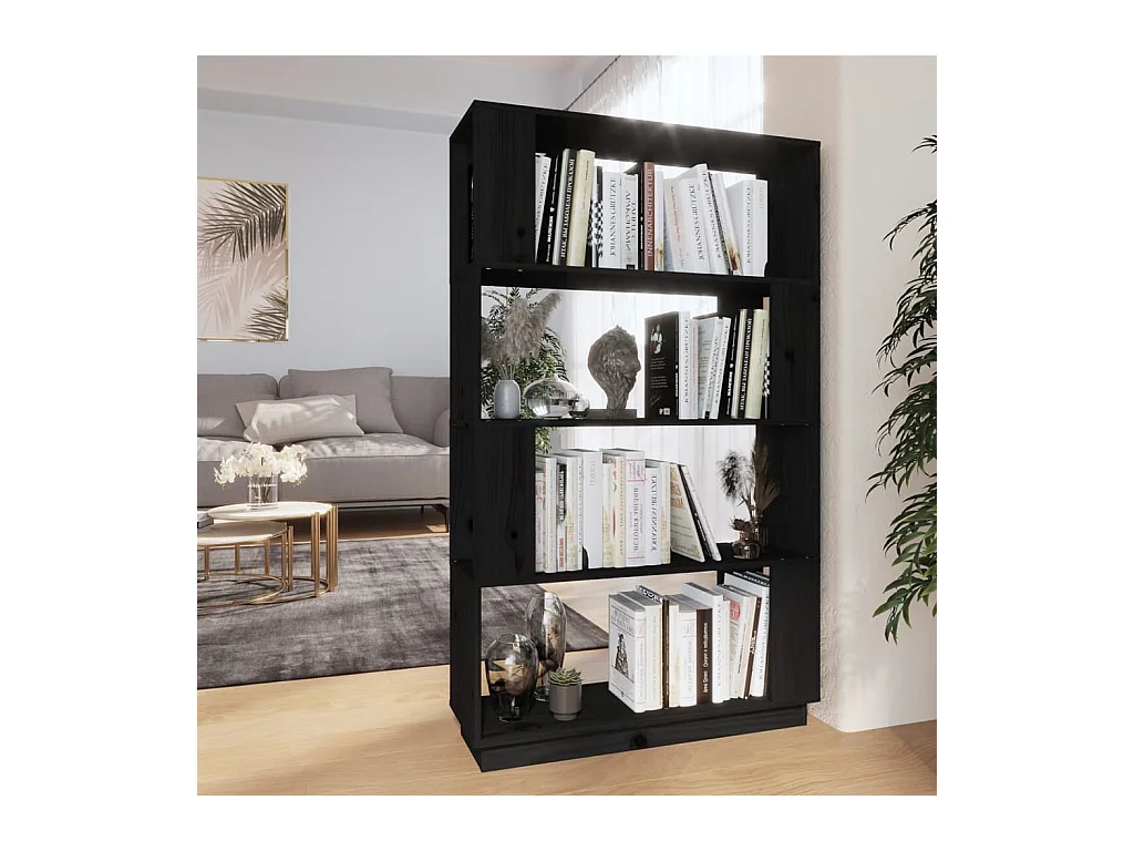 Bibliothèque-Séparateur de pièce Noir 80x25x132 cm Pin solide OFR64477 BonneVie Meuble