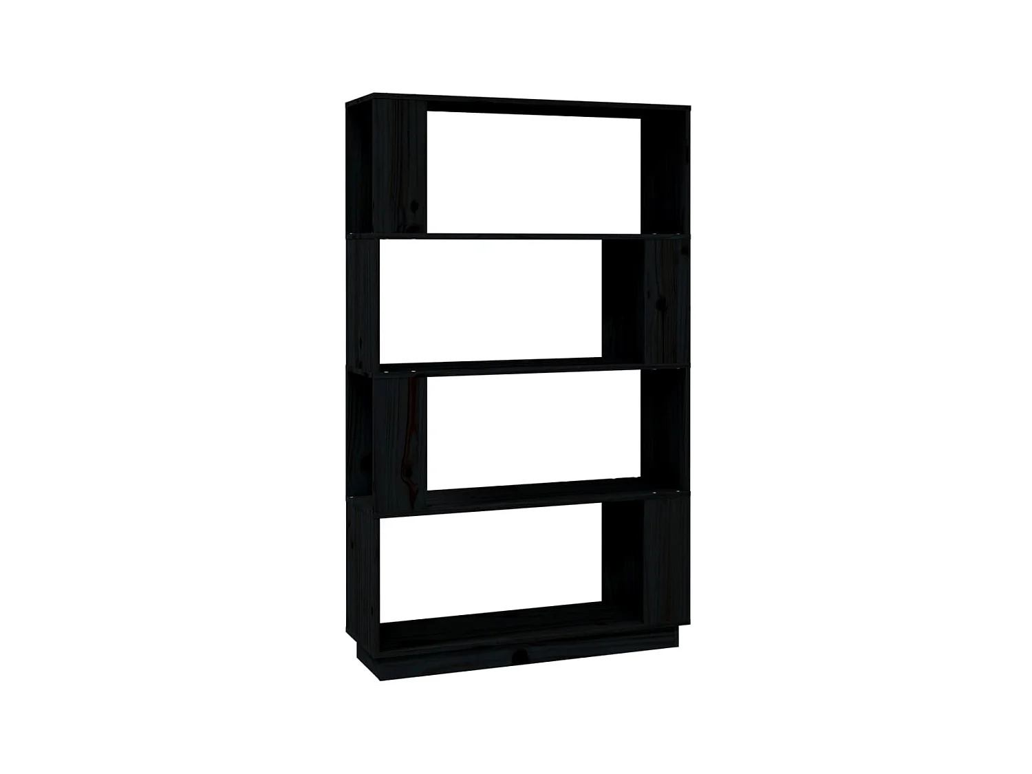 Bücherregal/Bücherschrank,Raumteiler Schwarz 80x25x132 cm Massivholz Kiefer -gkd908180