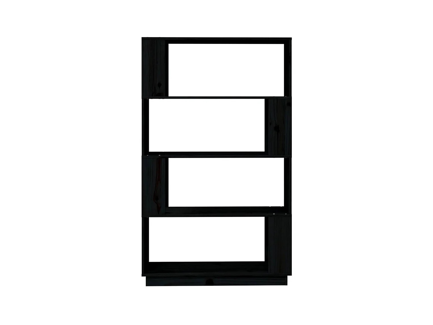 Bücherregal/Bücherschrank,Raumteiler Schwarz 80x25x132 cm Massivholz Kiefer -gkd908180