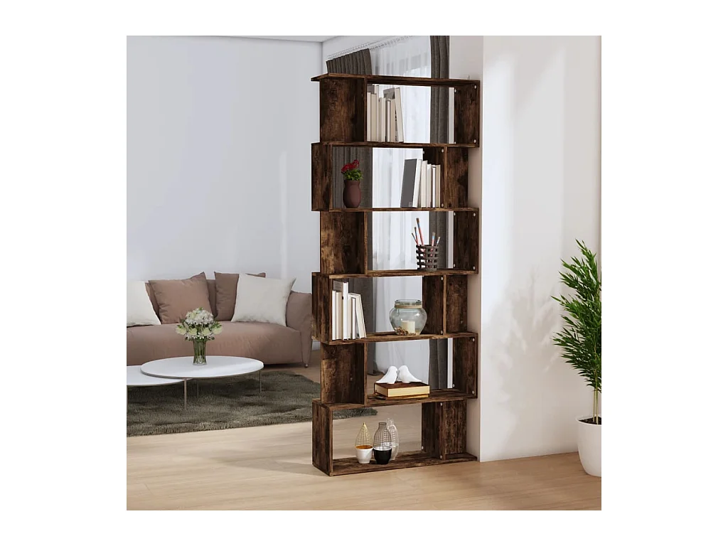 Bibliothèque Chêne fumé 80x24x192 cm Bois d'ingénierie OFR26639 BonneVie Meuble